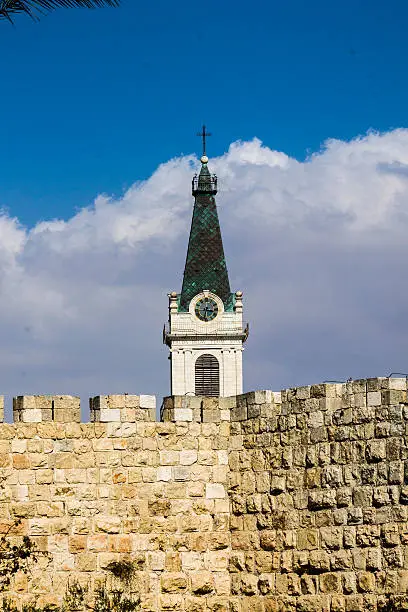 Westernwall and church in Jerusalaim