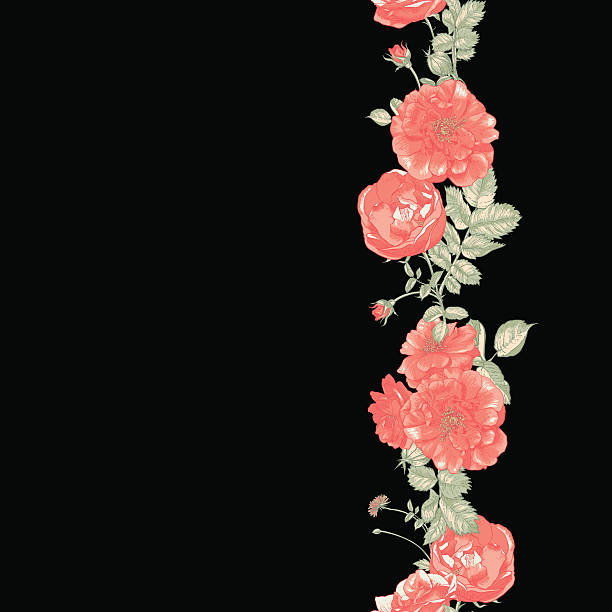 istock Seamless Border of red roses on dark background 514132971