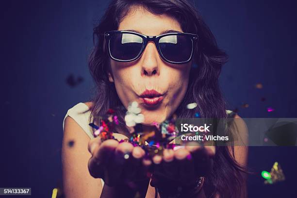 Party Time Stock Photo - Download Image Now - Blowing, Confetti, Men