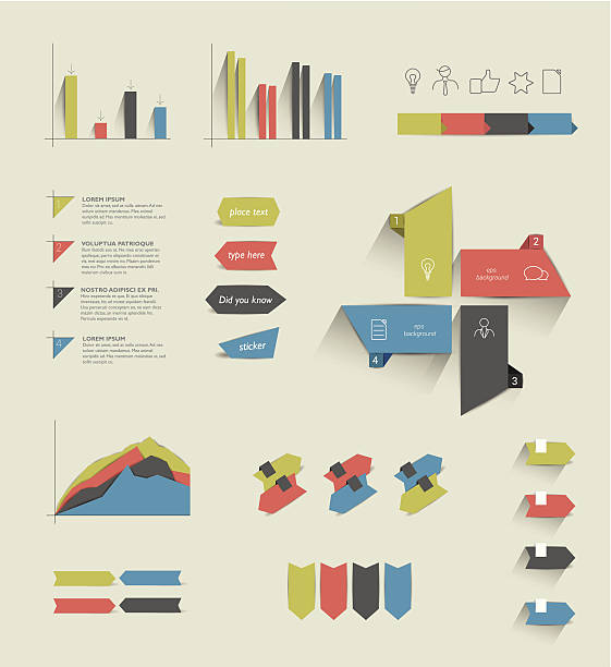 sammlung von infografiken elemente.  farbenfrohe set vorlage. - plan letter d abstract simplicity stock-grafiken, -clipart, -cartoons und -symbole