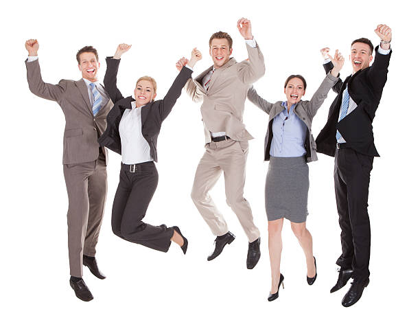 istock Excited Business People Jumping Over White Background 514137069