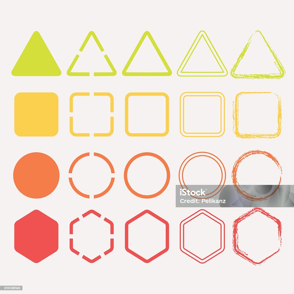 Set of shape icons in different colors and designs Blank stock vector