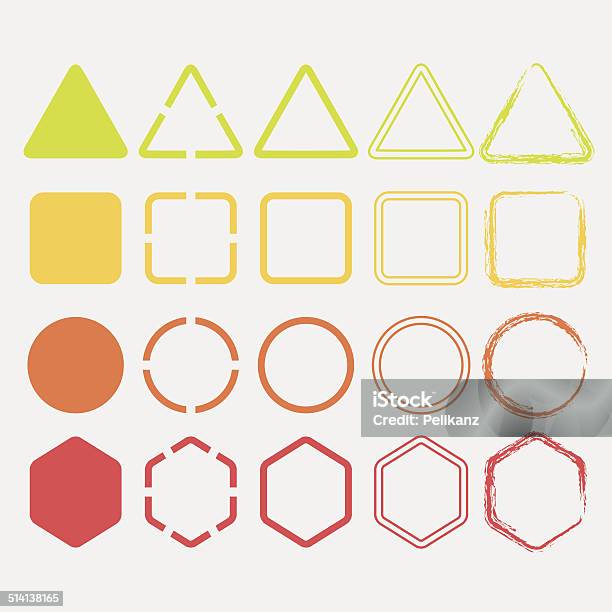 Set Of Shape Icons In Different Colors And Designs Stock Illustration - Download Image Now - Blank, Circle, Colors