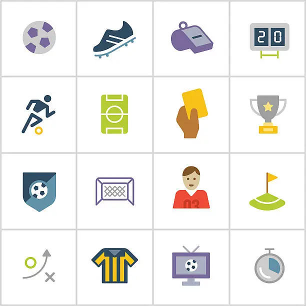 Vector illustration of Soccer Icons — Poly Series