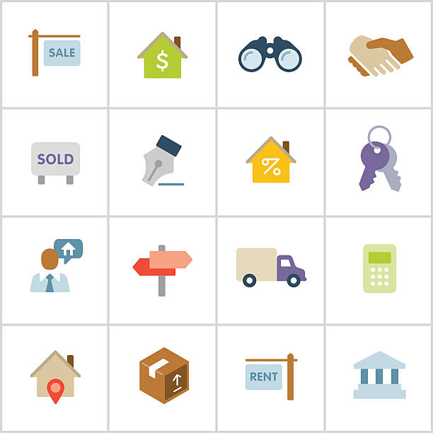 ilustraciones, imágenes clip art, dibujos animados e iconos de stock de íconos de inmobiliaria — serie polietileno - underwriting