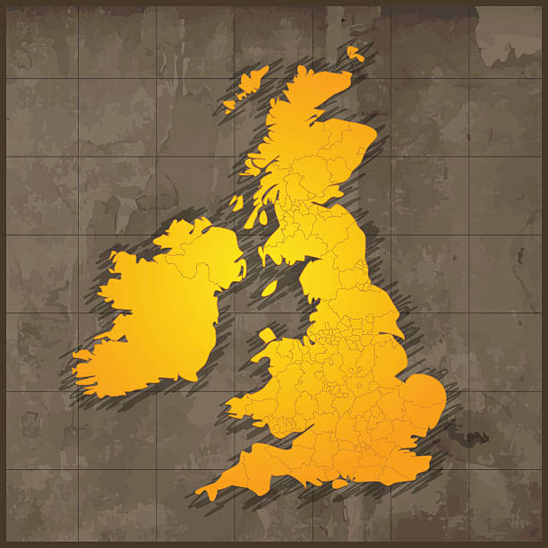 istock Golden United Kingdom map on old brown paper 514151010