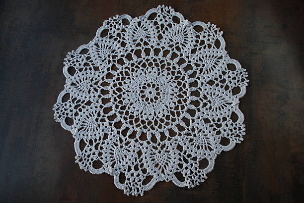 istock Crochet white ring napkin from cotton. 514154050