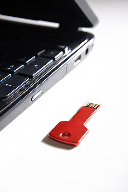 레드 usb 키를 블랙힐스 키보드 - red laptop usb flash drive computer key 뉴스 사진 이미지