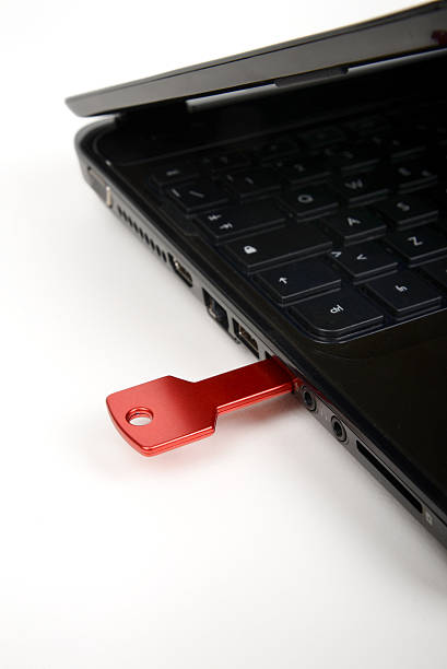 레드 usb 키를 블랙힐스 키보드 - red laptop usb flash drive computer key 뉴스 사진 이미지