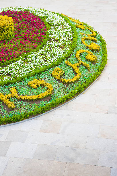 istock Flowerbed with curvilinear shapes with clear stone floor 514155712
