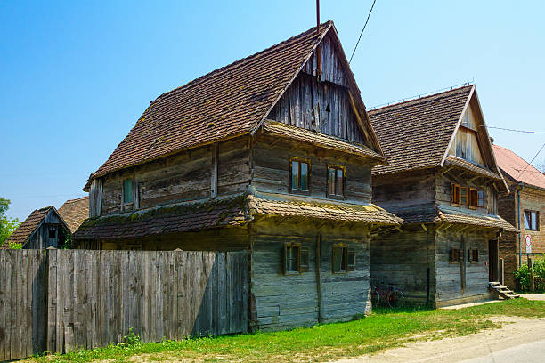 Typical wooden house in the village Krapje, Lonjsko Polje area, Croatia