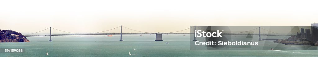 San Francisco Bay Bridge panorama transition to white. Bridge - Built Structure Stock Photo