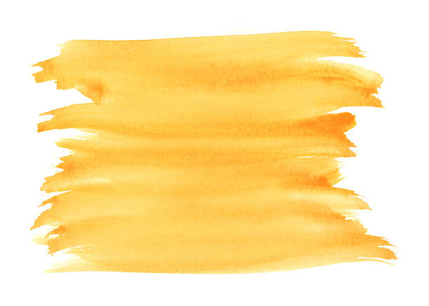 istock Orange watercolor background with painbrush strokes, isolated on white 514159404