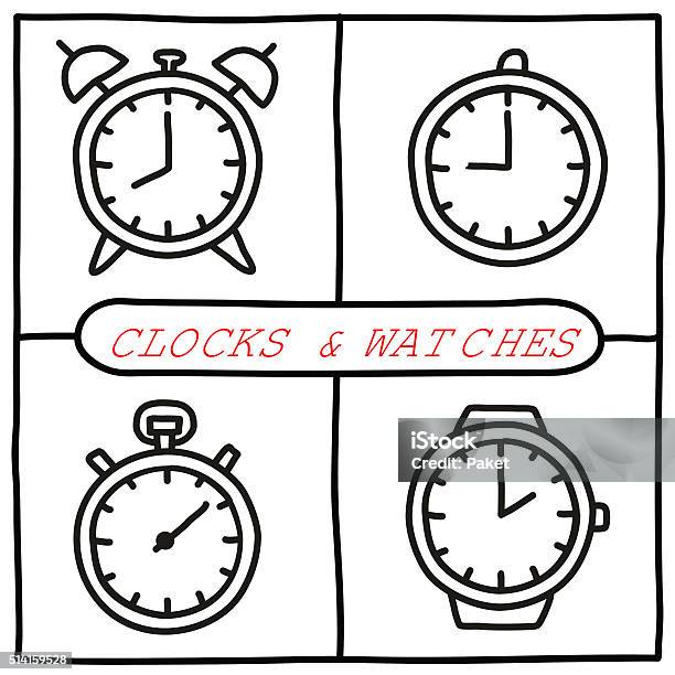 Doodle Clock Icons Set Stock Illustration - Download Image Now - Doodle, Clock, Stopwatch