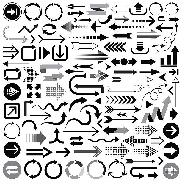 Arrows Set of arrows vector illustration. Saved in EPS 8 file with all separated elements. Hi-res jpeg file included (5000x5000). arrows pointing up stock illustrations