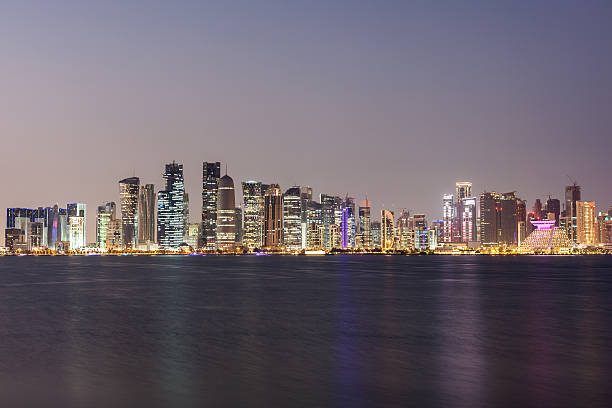 istock Doha city skyline at night, Qatar 514161548