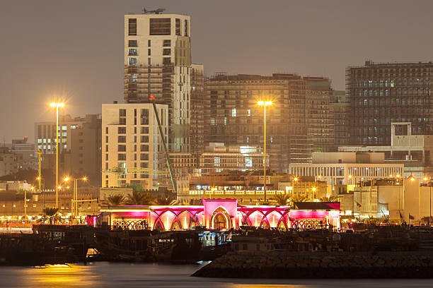 istock Doha city illuminated at night, Qatar 514161776