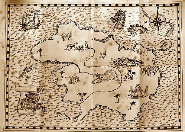 Pirate treasure map stock photo