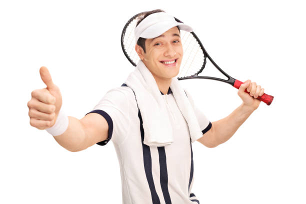 istock Cheerful tennis player holding a racket 514163498