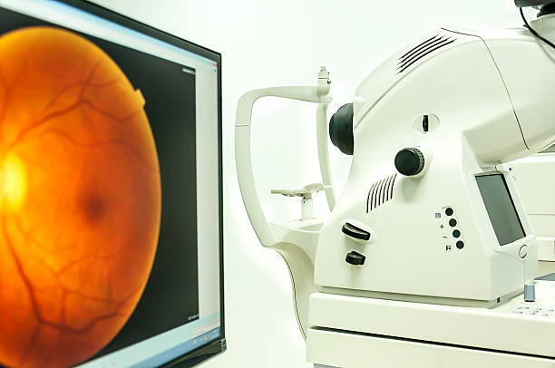 fundus macchina fotografica usa per esame occhio in ospedale - retina animale foto e immagini stock