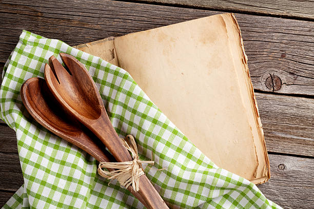istock Blank vintage cooking book and utensils 514169792