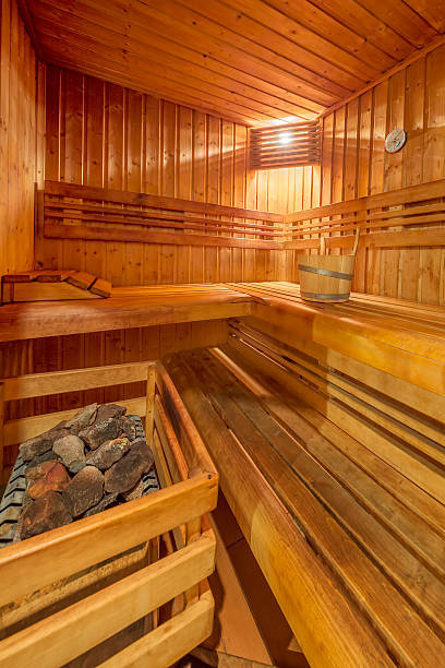 istock classic wooden sauna 514171926