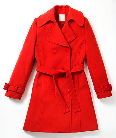 red coat on white background