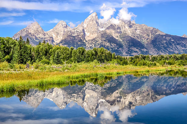 istock Grand Teton mountains landscape view with water reflection, USA 514177485