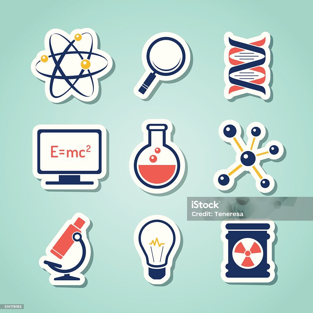 Chemistry and  science paper cut icons Chemistry and  science paper cut icons. Editable vector set. EPS 10 Analyzing stock vector