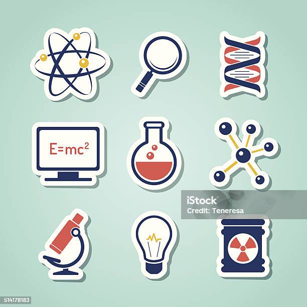 Chemistry And Science Paper Cut Icons Stock Illustration - Download Image Now - Analyzing, Atom, Biology