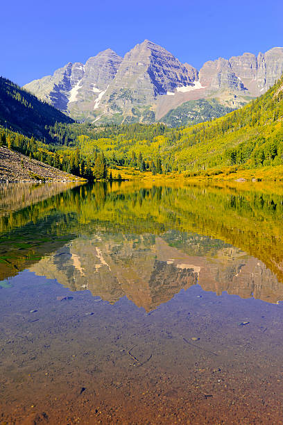 istock Maroon Bells reflecting in water, Elk Range, Rocky Mountains, Colorado 514180855