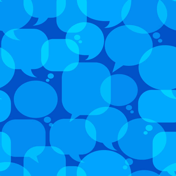 ilustrações, clipart, desenhos animados e ícones de blue-papo bolhas vetores royalty-free padrão - balão de conversa online
