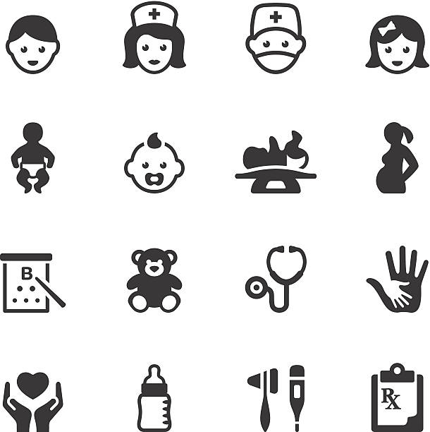 ilustraciones, imágenes clip art, dibujos animados e iconos de stock de soulico iconos-pediatra - pediatra
