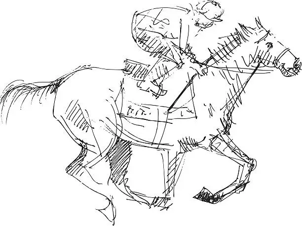 Vector illustration of horse and jockey