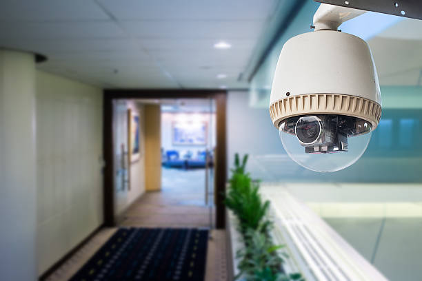 CCTV or surveillance operating in office building stock photo