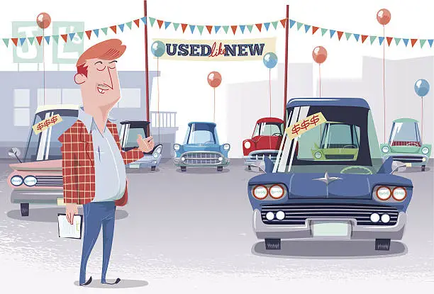 Vector illustration of Used Car Lot Salesman