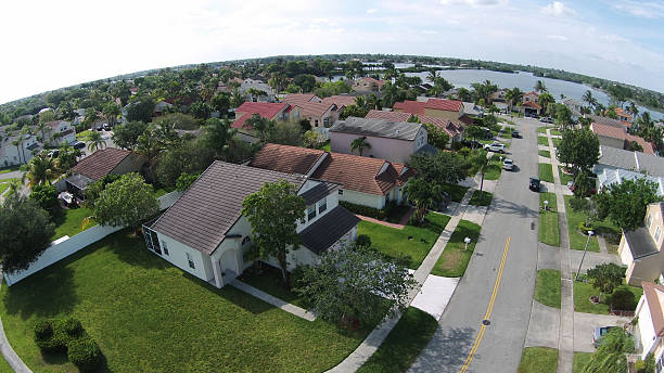 istock Suburban homes aerial view 514213365