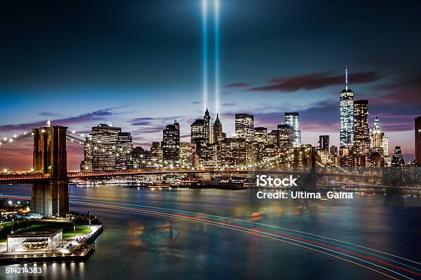 Tribute In Light Memorial Stock Photo - Download Image Now - 911 Remembrance, World Trade Center - Manhattan, Tribute In Light