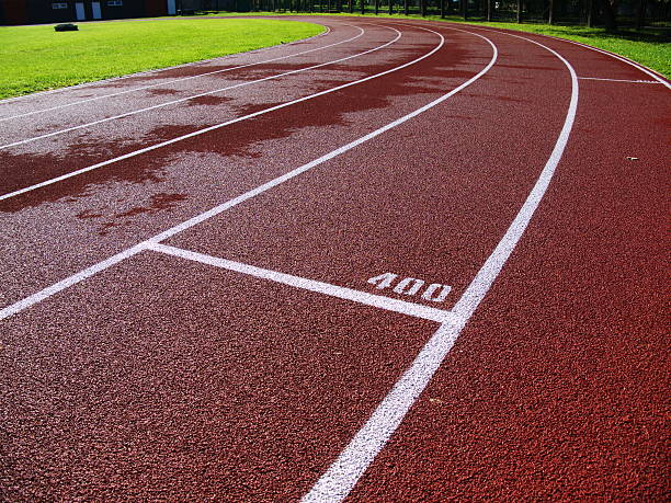 istock Red racetrack on the stadium in Riga 514214757