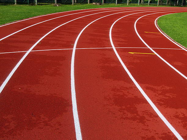 istock Red racetrack on the stadium in Riga 514214759