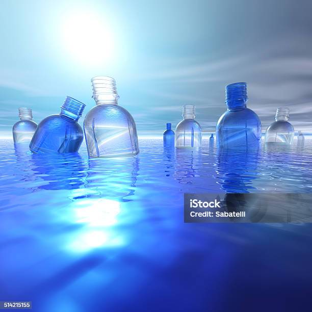 Plastic Bottles In Water Backlight Stock Photo - Download Image Now - Sea, Plastic, Bottle