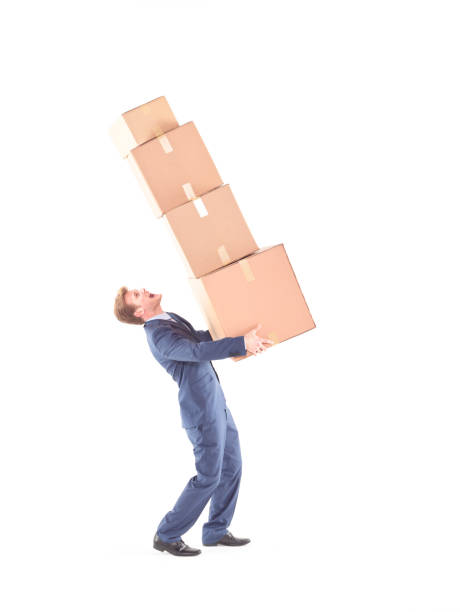 istock Business man carrying cardboard boxes 514215800