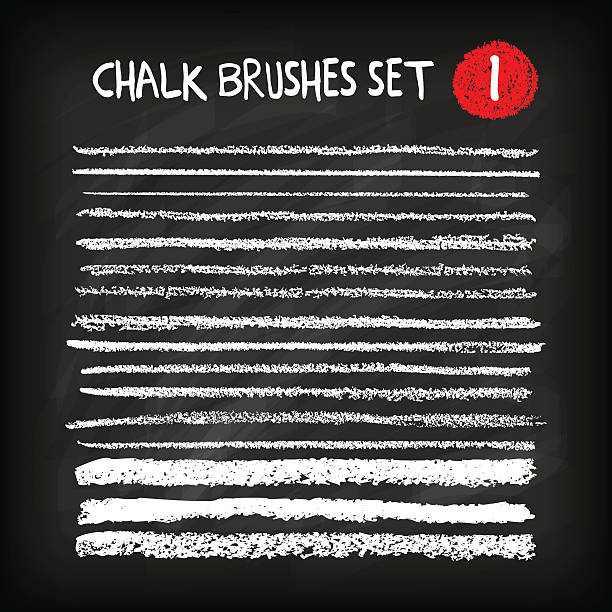 Set of chalk brushes Set of chalk brushes. Handmade design elements on chalkboard background. Grunge vector illustration. blackboard visual aid stock illustrations