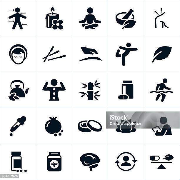 Alternative Medicine Icons Stock Illustration - Download Image Now - Icon Symbol, Zen-like, Yoga