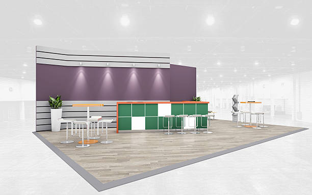 istock Violet and green Exhibition Stand 3d Rendering 514217458