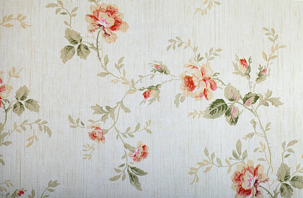 victorian papel pintado vintage con patrón floral - floral pattern retro revival old fashioned flower fotografías e imágenes de stock