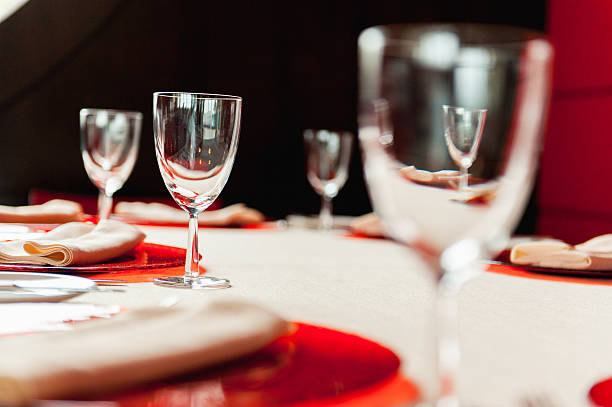 istock Wedding glasses filled with champagne at banquet 514222240