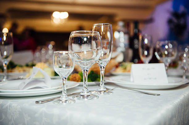 istock Wedding glasses filled with champagne at banquet 514222278