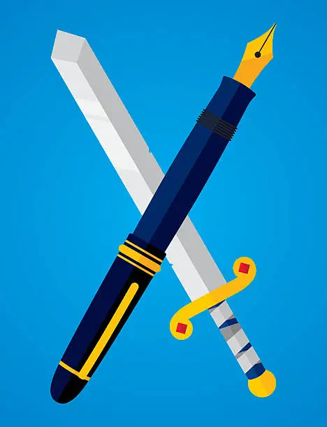 Vector illustration of Pen vs Sword