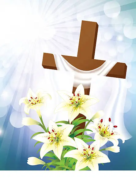 Vector illustration of Cross with Lily
